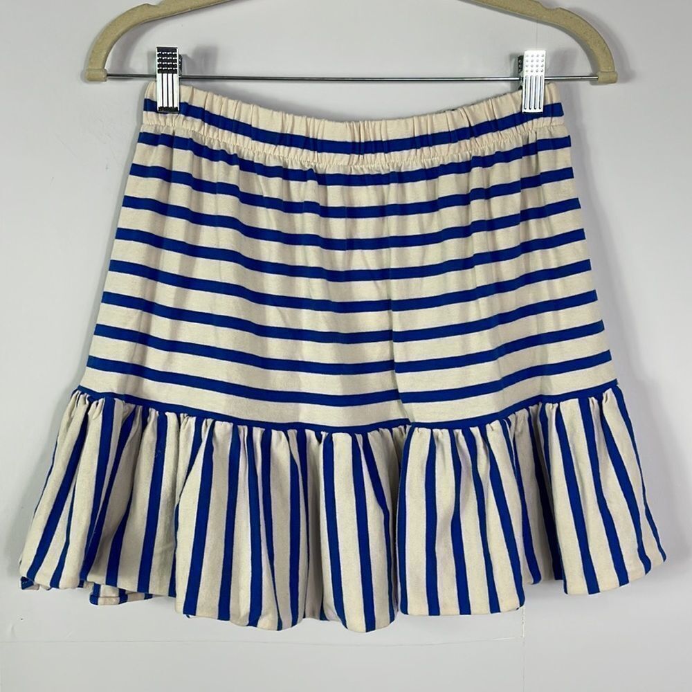 J. Crew | Crewcuts Girls Blue Striped Jersey Knit Ruffle Skirt, size 14 - Picture 3 of 7